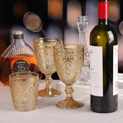 abrwyy Amber Glassware set of 4 Vintage Drinking Glasses, 9.5oz Amber Heavy - Image 4