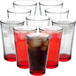 DISCOUNT PROMOS Beer Pint Glasses 16 oz. Set of 10, Bulk Pack - Heavy Duty Glassware for Restaurant, Thick Base and Walls, Stackable - Red