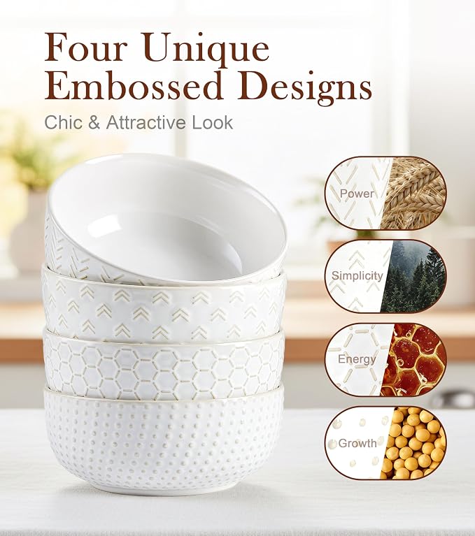 Lareina Cereal bowls 26 oz, Ceramic Soup Bowl - Image 6