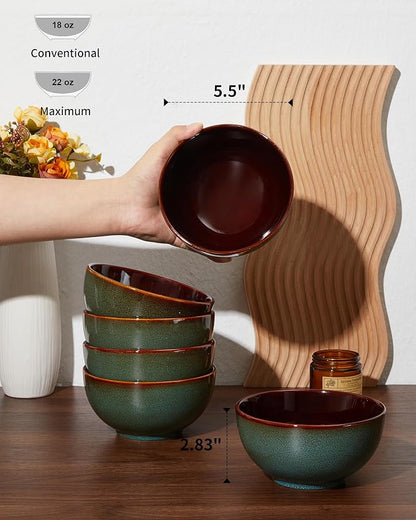 5.5" Cereal Bowls & Dessert Bowls Set of 6-22 Oz Small Bowls - Image 2