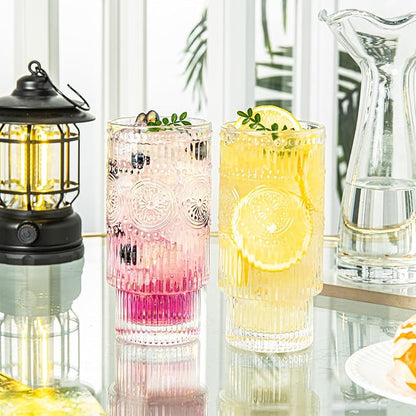 SoulTimes 6 Pack Large 16oz Ribbed Glassware Set, - Image 3