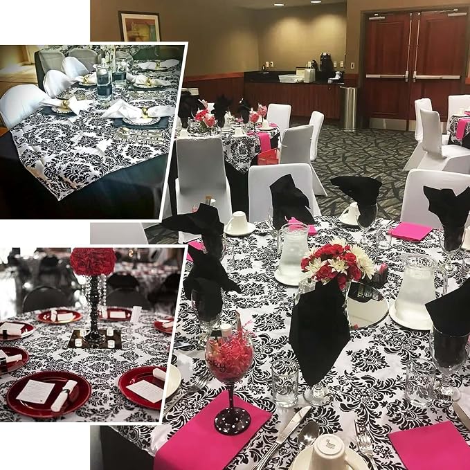 Efavormart 5pcs Royal Damask Flocking Square Tablecloth Overlay 60"x60" Square - Image 5