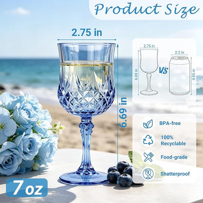 48Pack Plastic Wine Glasses, 7oz Vintage Goblets - Image 2
