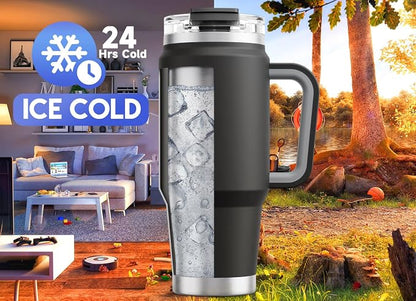 Meoky 32 oz Tumbler with Handle, Insulated Tumbler with Lid and Straw, - Image 2