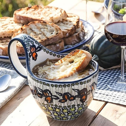 ALMA Ceramic Soup Bowls With Handles, 16oz Microwavable Soup Mug - Image 2
