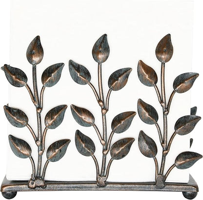 OwlGift Antique Metal Cooper Green Napkin Holder, Napkin Dispenser for Cocktail or Luncheon Napkins, Vertical Napkin Holders for Kitchen, tables, and Outdoor
