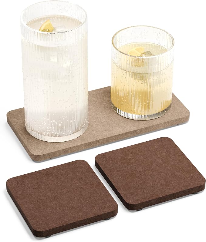 Fluxynara Felt Coasters for Drinks, Mixed Sizes, Taupe & High Coffee | 8 x 4 by FLUXYNARA