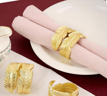 CLEENTABLE Gold Napkin Rings, Napkin Ring Set of 12, Napkin Holders for Dining Table Settings Thanksgiving Metal Serviette Ring Rustic Table Décor for Weddings, Parties, and Everyday Use