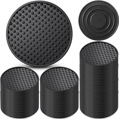 Eccliy 84 Pack Silicone Coasters for Drinks Nonslip Silicone Drink Coasters Cold Hot Heat Resistant for Table Tabletop Coffee Bar (Black)