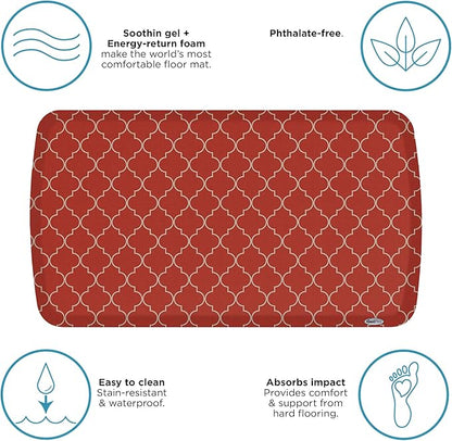 GelPro Elite Premier Anti-Fatigue Kitchen Comfort Floor Mat, 20x36", Trellis Red Chile Stain Resistant Surface with therapeutic gel and energy-return foam for health & wellness, Trellis Red Chile