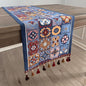 Floral Table Runner with Tassel Edges, Cotton Blend Decorative Runner by QGENUINE