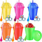 6 Set Slushie Cups with Dome Lids and Straws Detachable Spoon Straws Reusable by Unknown