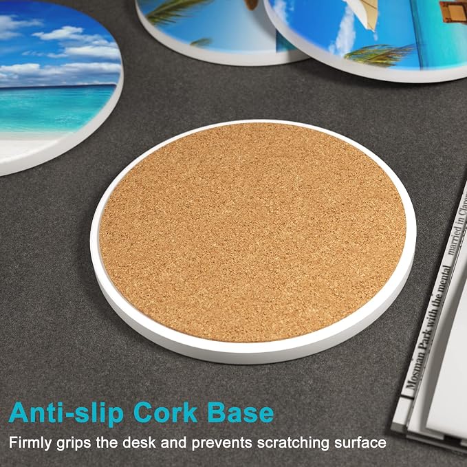 Coasters for Drinks, Kitchen Home Decor Housewarming Gift, Round 4 in - Image 4