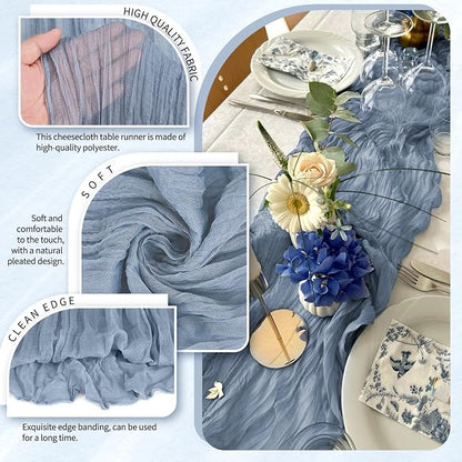 30 Pack Cheesecloth Table Runner 10FT Dusty Blue Table Runner Boho Gauze Cheese - Image 3