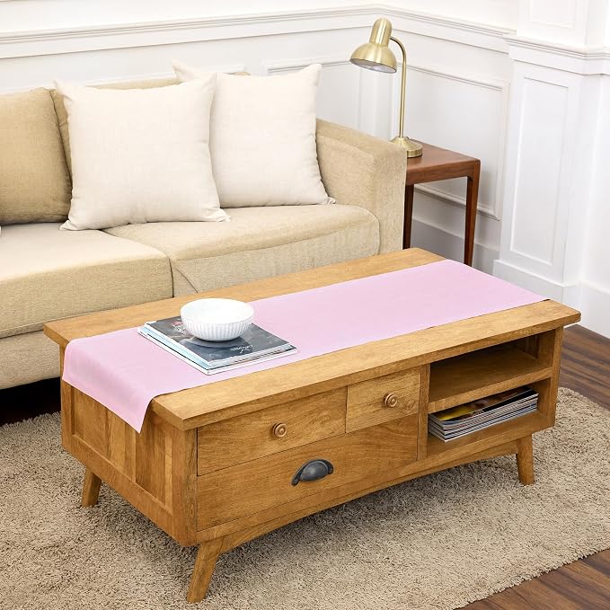 Solino Home 100% Pure Linen Dining Table Runner Pink, Athena 14 x 60 in | Table by SolinoHome