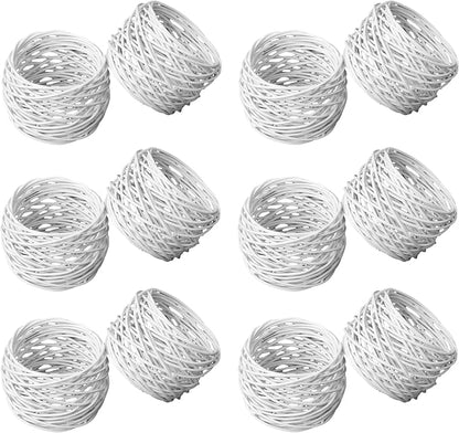 ITOS365 Handmade White Round Mesh Napkin Rings Holder by ITOS365