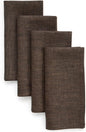 Solino Home Linen Cloth Napkins Set of 4-100% Pure Linen Chambray Brown Dinner Napkins 20 x 20 Inch for Winter - Athena, Handcrafted and Machine Washable