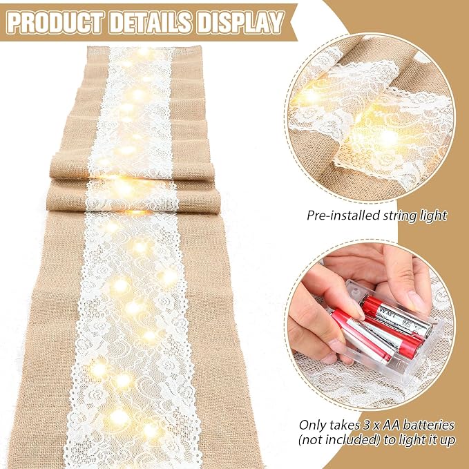 Xinnun 6 Pack Burlap Table Runner - Image 3