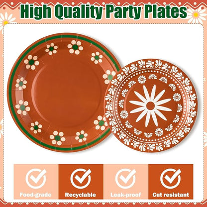 96Pcs Platos De Barro Mexicanos Cielito Lindo Terracotta Clay Party Plates - Image 3