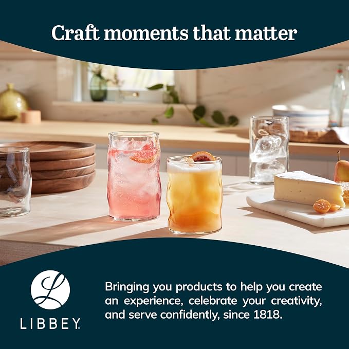 Libbey Lava Tumbler Drinking Glasses, All Purpose, Molten Groove Glasses Set of - Image 6
