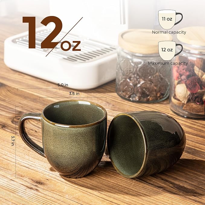 theterra Ceramic Coffee Mugs Set of 6, 12 oz Coffee Cups - Image 2