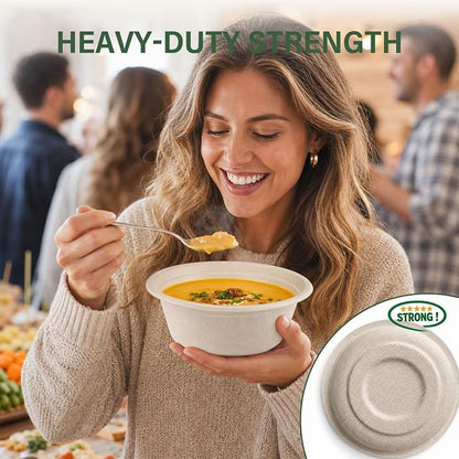 125 Pack 12 Oz Disposable Paper Bowls, Heavy-Duty Compostable Bowls - Image 2