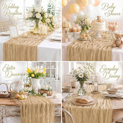 10 Pack Beige Table Runner 10FT Gauze Cheesecloth Table Runner | 21x120 Inch - Image 5