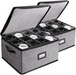 Wine Glass Storage Box with Dividers, 2 Pack Stackable Stemware Storage Cases by HearthHarbor