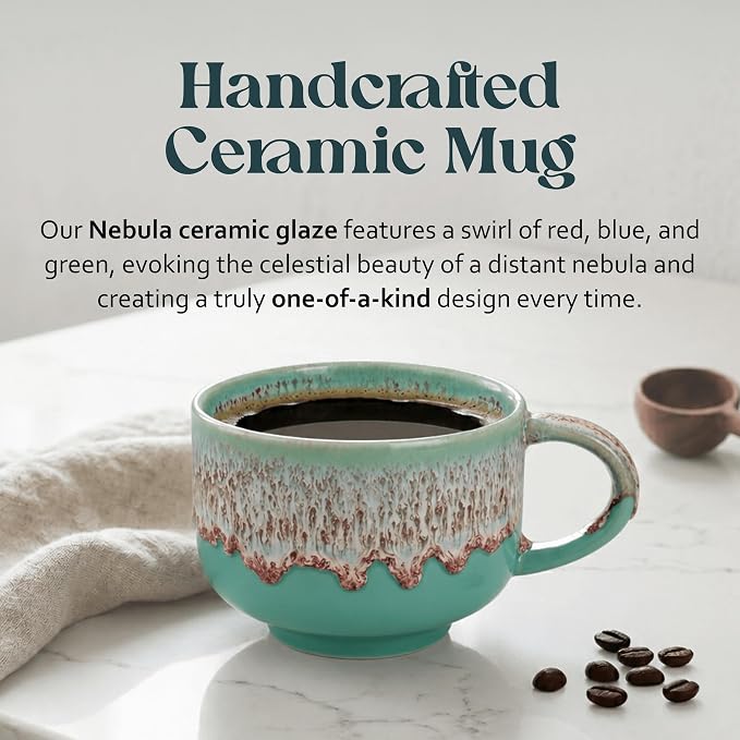 NOVA CERAMICS Mint Green Coffee Mug - 16 oz Ceramic Mug - Nebula | Green Mint - Image 2