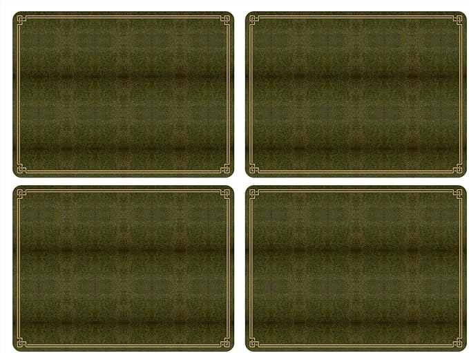 Pimpernel Shagreen Leather Effect Set of 4 Placemats – Decorative Olive Green by Pimpernel