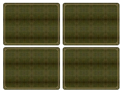 Pimpernel Shagreen Leather Effect Set of 4 Placemats – Decorative Olive Green by Pimpernel