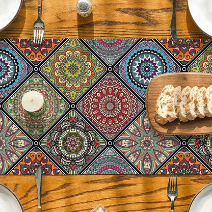Artoid Mode Boho Bohemia Style Table Runner, Vintage Rustic Farmhouse Kitchen - Image 4