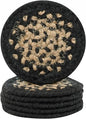 Homespice Manchester Jute Braided Rope Coasters 4", Country Primitive Decor, Set of 6, Black and Tan - Durable, Absorbs Moisture, Easy to Clean and Protects Furniture