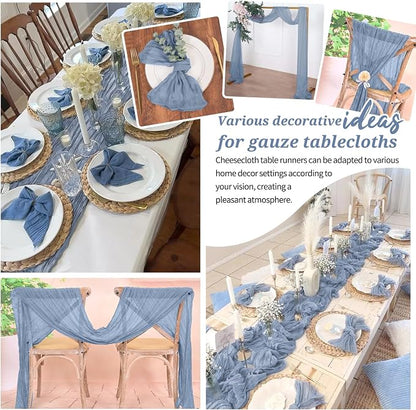 Pesonlook Cheesecloth Table Runner Dusty Blue, 10 Pack 17.7x108 inch, Long | - Image 7