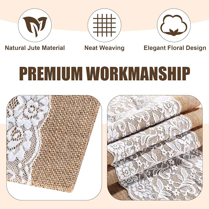 Tatuo 12 Pieces Burlap Table Runners - Image 3