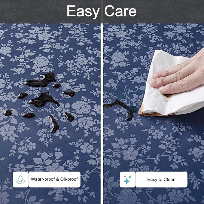 Smiry Square Table Cloth, Waterproof Heavy Duty Vinyl Tablecloths, Wipeable Washable Table Cover for Kitchen and Dining Room (Navy Blue, 70" X 70")