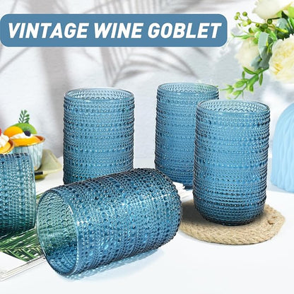 CHLJAR Vintage Glassware Drinking Glasses Set of 6, 14 oz hobnail drinking - Image 6