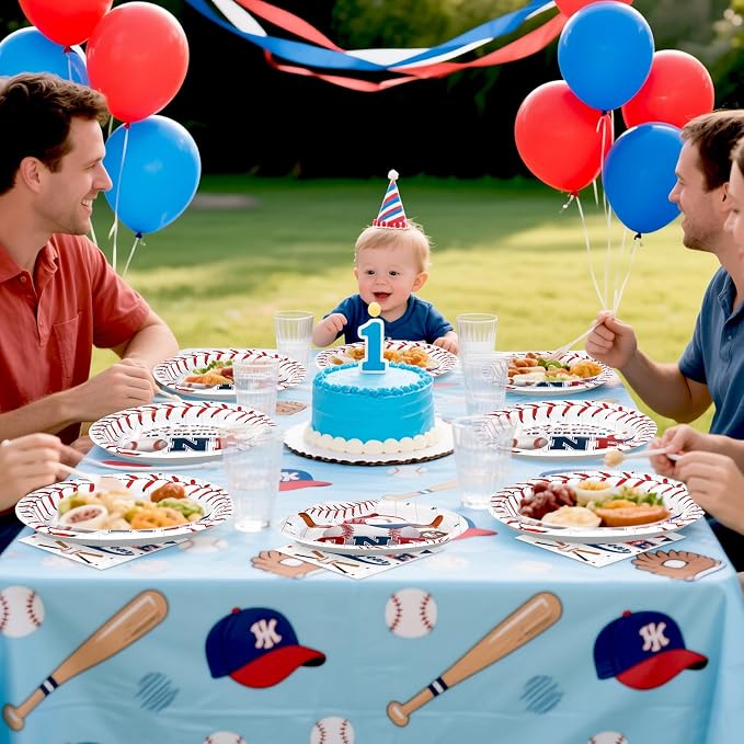 Greencian 96PCS Baseball 1st Birthday Party Decorations Baby Boy Serves 24 | - Image 6