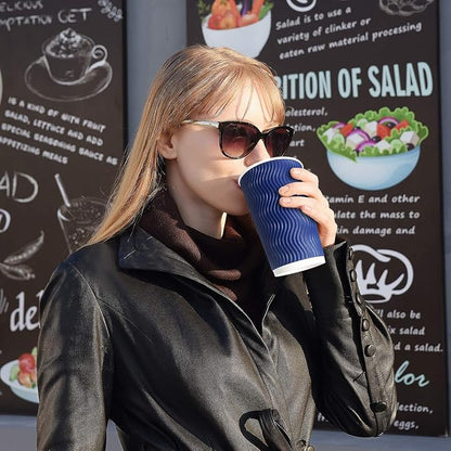 Disposable Coffee Cups with Lids and Straws - 16 oz Togo Hot Paper Coffee Cup - Image 2