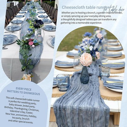 30 Pack Cheesecloth Table Runner 10FT Dusty Blue Table Runner Boho Gauze Cheese - Image 8