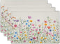 Giwawa 4PCs Spring Floral Placemats Summer Wildflowers Place Mat 12x18 Inch Watercolor Herb Flowers Washable Heat Resistant Table Mats for Kitchen Dining Party Picnic Seasonal Decor