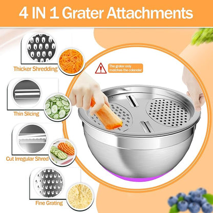 Nicdiet Mixing Bowls with Airtight Lids, Stainless Steel Mixing Bowl Set with 3 - Image 5