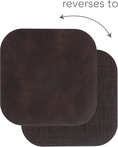 KAF Home Santiago Rectangular Bio Based Vinyl Coasters, Dark Brown - Image 2