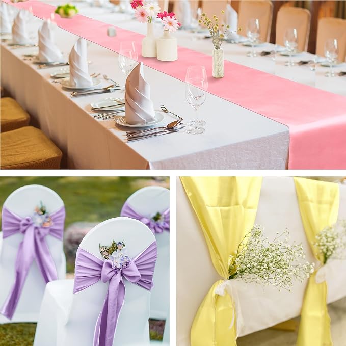Aneco 12 Pack Satin Table Runner 12 x 108 Inch Pastel Rainbow Long Wedding - Image 6