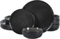 Gibson Elite Tahoe Sunset 12 Piece Stoneware Reactive Glaze (Service for 4) Ceramic Plates and Bowls Dinnerware Set - Black