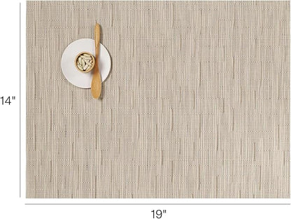 Chilewich Bamboo Placemats Set of 4 - Woven Rectangle Placemats - Reusable, Stain-Resistant, Indoor/Outdoor Tabletop Protection - 19" x 14" - Oat