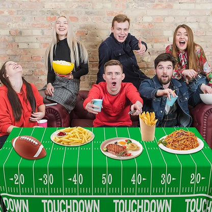 QZYL Football Party Supplies - 3PCS Touchdown Tablecloths, Disposable Tablecloths, Plastic Table Cover, Touchdown Theme Table Runner for Game Day, Birthday Party Decorations