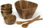 Lipper International 1174-7 Acacia Wave Bowl Set by LipperInternational