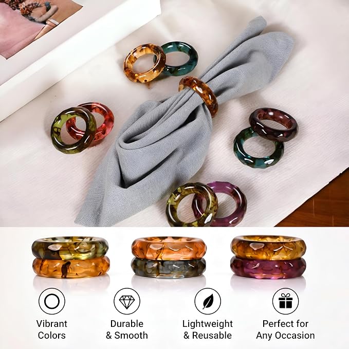 Unique Artisan Resin Napkin Rings Set of 36, Luxurious Modern Table Decor - Image 7