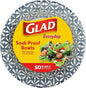 Glad Round Disposable Paper Bowls, Blue Mosaic Design - Heavy Duty, Soak Proof, Cut-Resistant, Microwavable Bowl for All Foods & Daily Use, 16 Oz, 50 Count